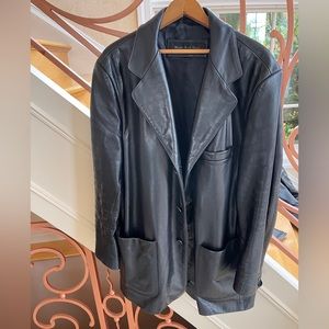 Marc New York Andrew Marc Vintage Black Leather Blazer Jacket Size M/L
